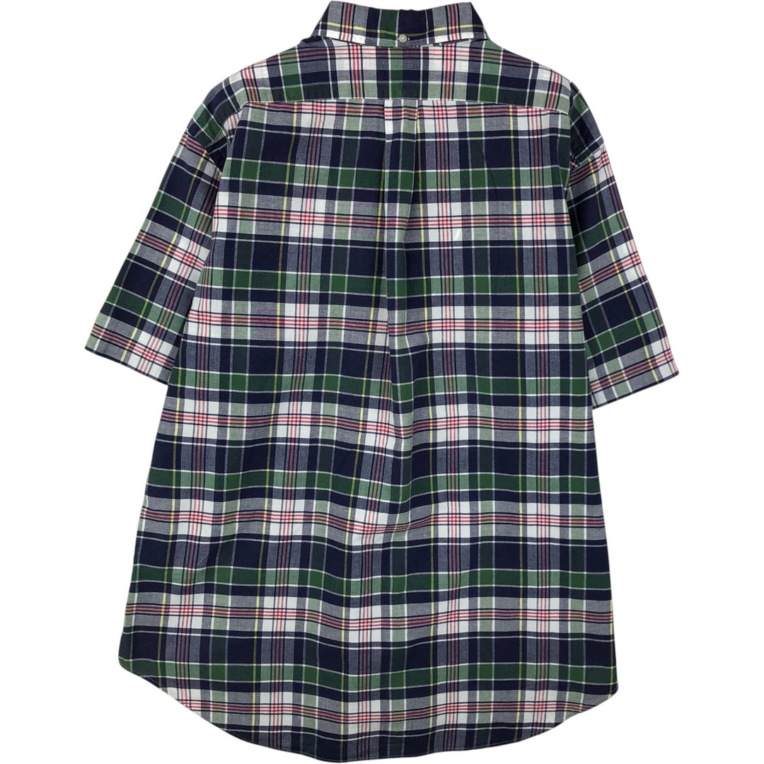 Ralph Lauren Classic Fit Short Sleeve Button Down Check Shirt Men's Size L cotton navy blue type Vintage Second Hand