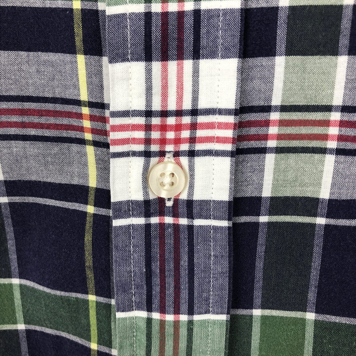 Ralph Lauren Classic Fit Short Sleeve Button Down Check Shirt Men's Size L cotton navy blue type Vintage Second Hand