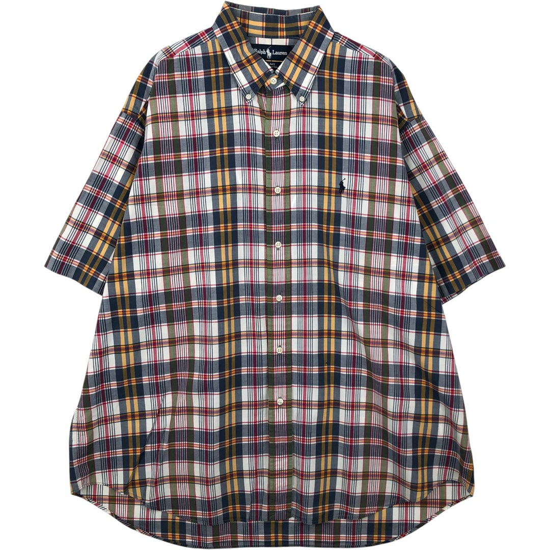 Ralph Lauren BLAKE short sleeve button down check shirt men's XL size cotton navy blue type Vintage Second Hand