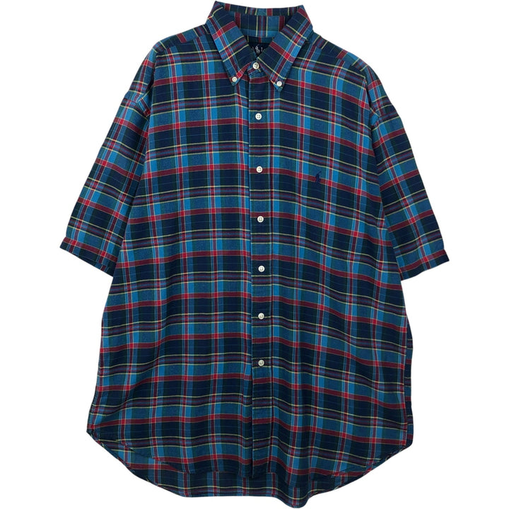 Ralph Lauren BLAKE short sleeve button down check shirt, men's size L cotton blue type Vintage Second Hand