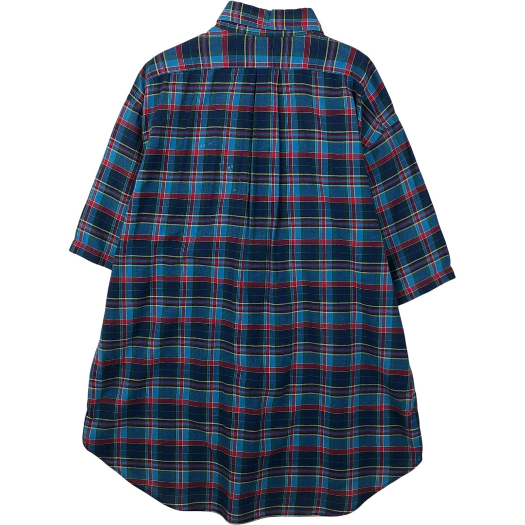 Ralph Lauren BLAKE short sleeve button down check shirt, men's size L cotton blue type Vintage Second Hand