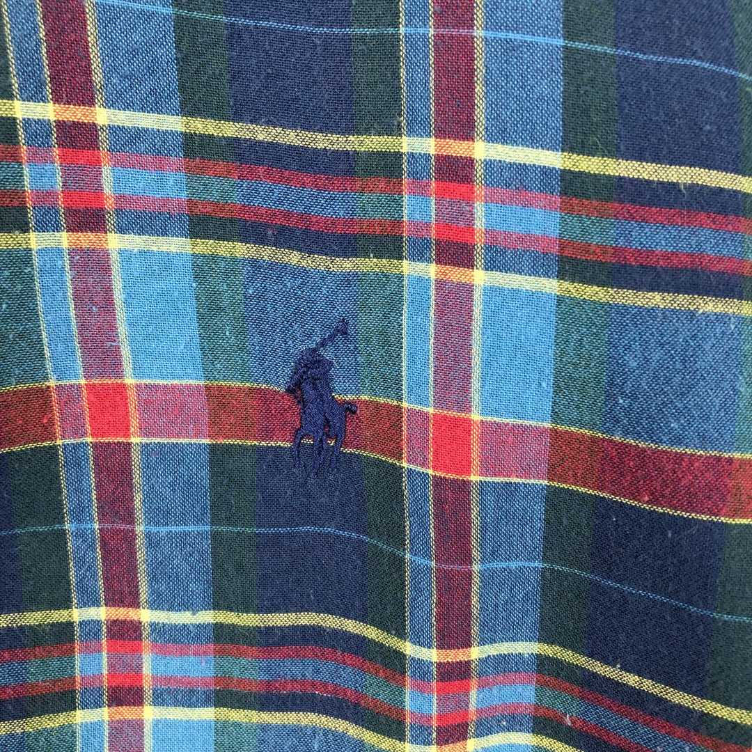 Ralph Lauren BLAKE short sleeve button down check shirt, men's size L cotton blue type Vintage Second Hand