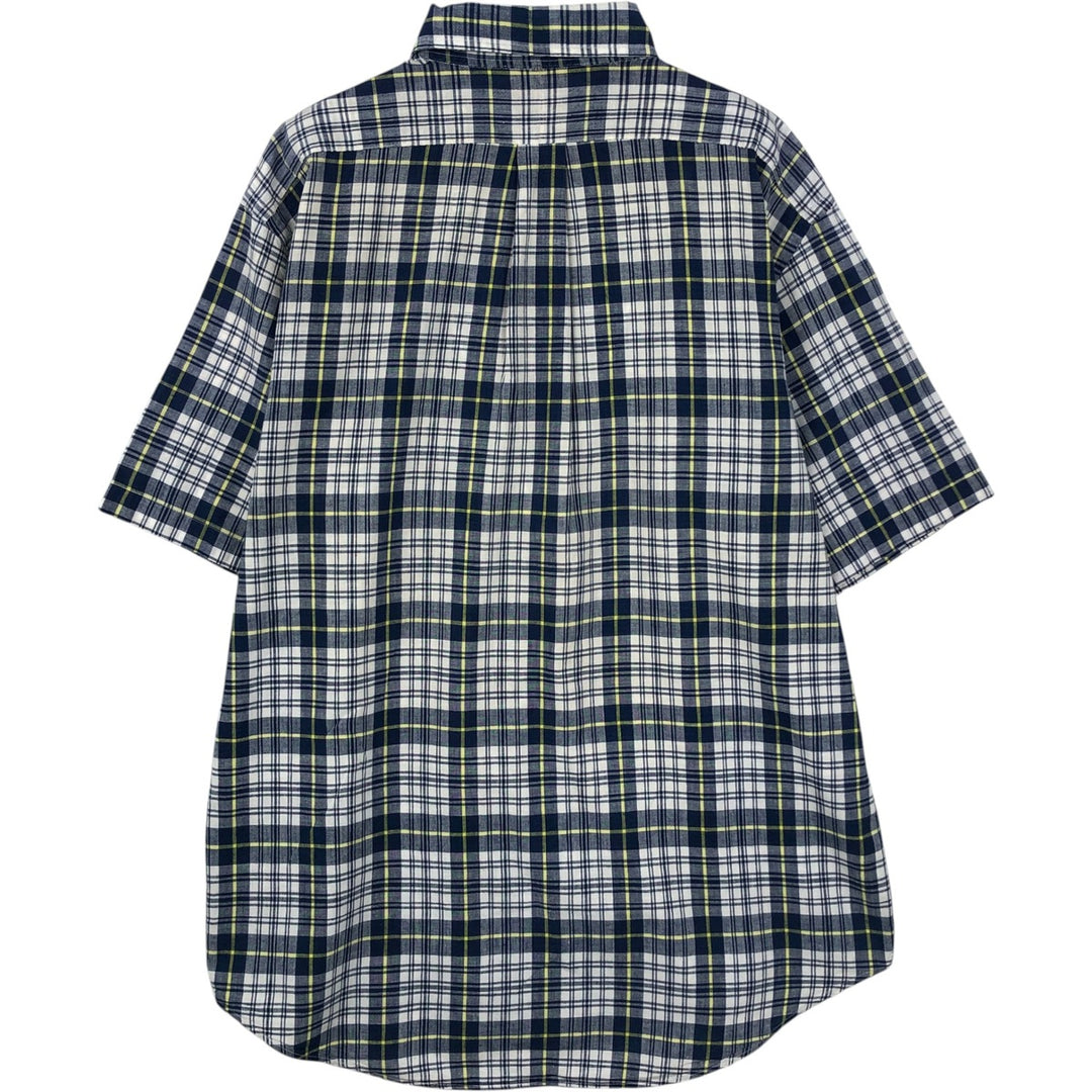 Ralph Lauren BLAIRE short sleeve button down check shirt, men's size M cotton white type Vintage Second Hand