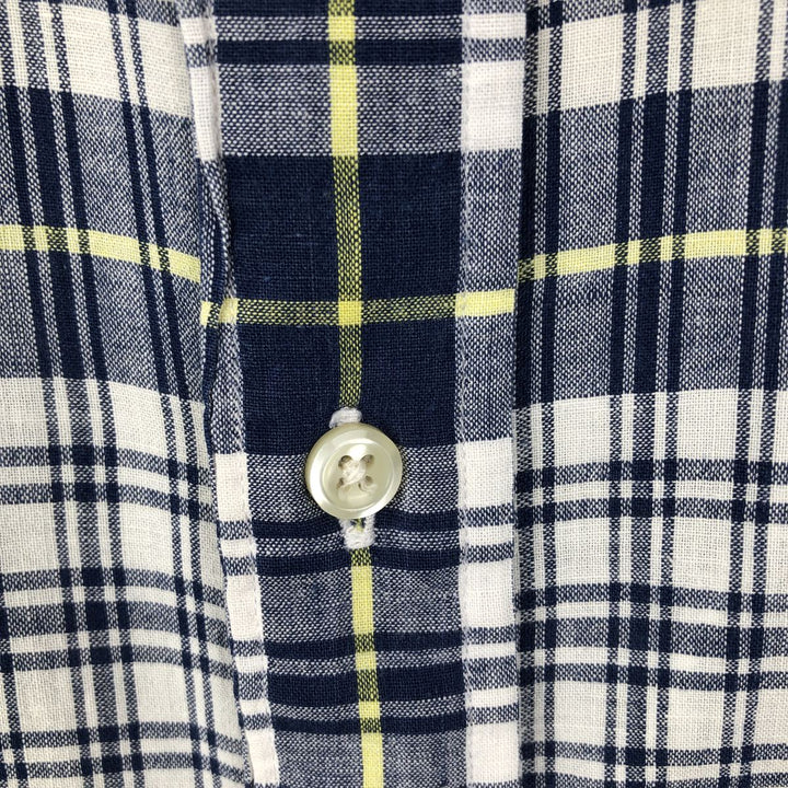 Ralph Lauren BLAIRE short sleeve button down check shirt, men's size M cotton white type Vintage Second Hand