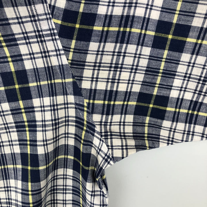 Ralph Lauren BLAIRE short sleeve button down check shirt, men's size M cotton white type Vintage Second Hand
