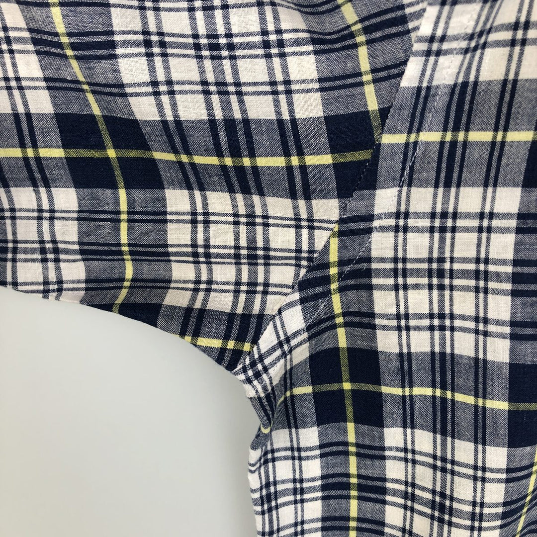 Ralph Lauren BLAIRE short sleeve button down check shirt, men's size M cotton white type Vintage Second Hand