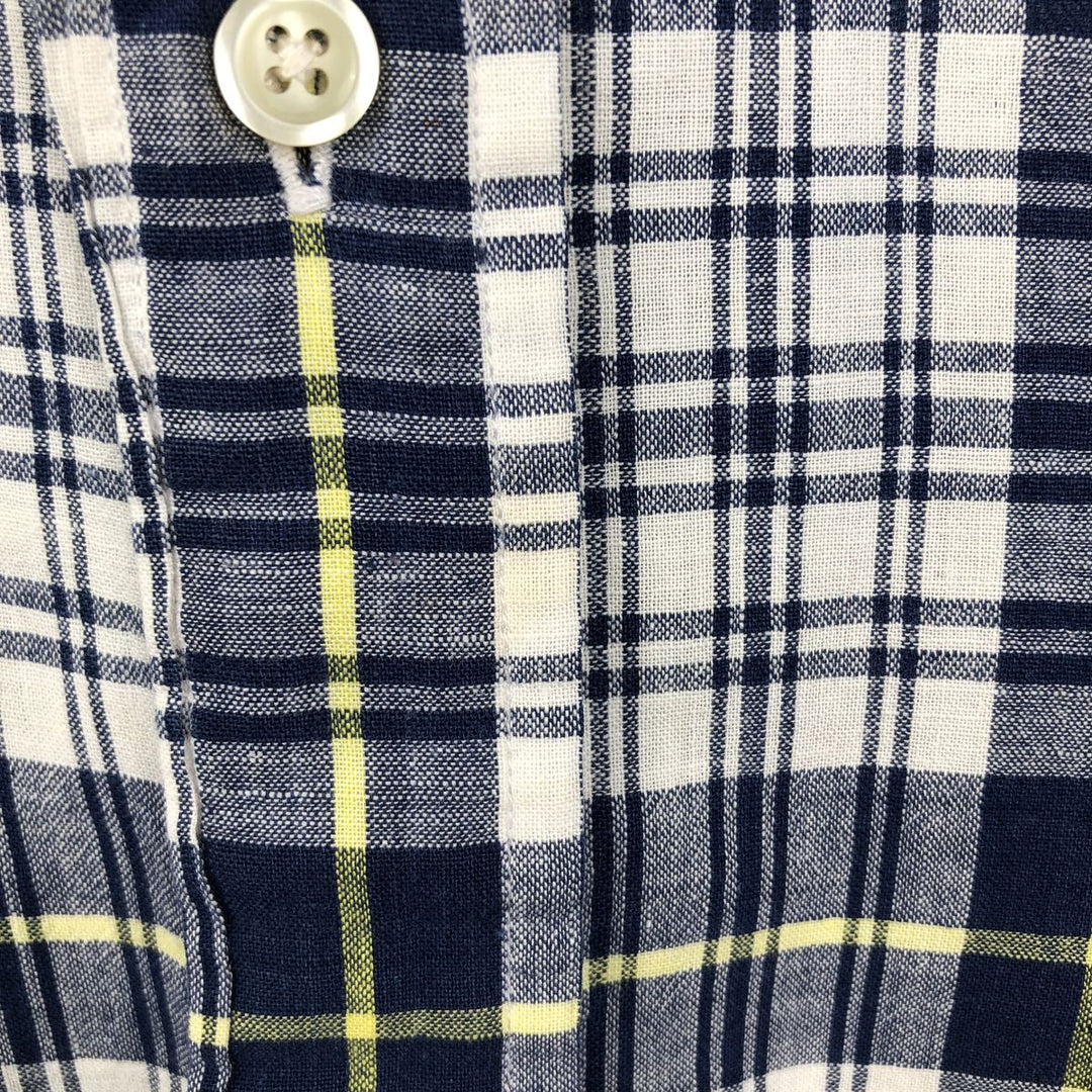 Ralph Lauren BLAIRE short sleeve button down check shirt, men's size M cotton white type Vintage Second Hand
