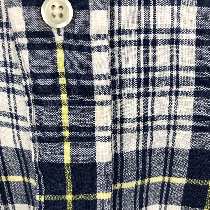 Ralph Lauren BLAIRE short sleeve button down check shirt, men's size M cotton white type Vintage Second Hand