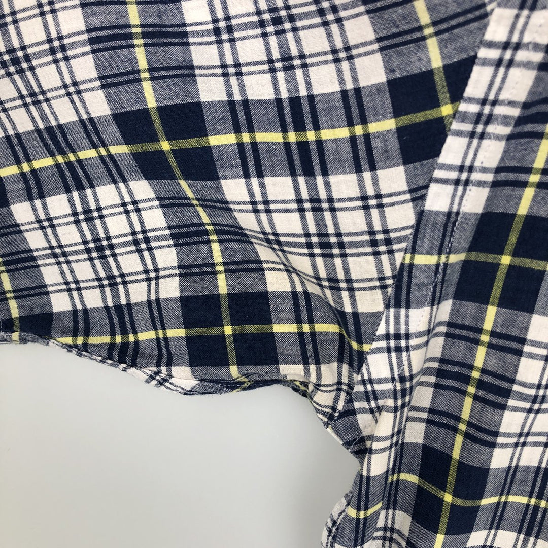 Ralph Lauren BLAIRE short sleeve button down check shirt, men's size M cotton white type Vintage Second Hand
