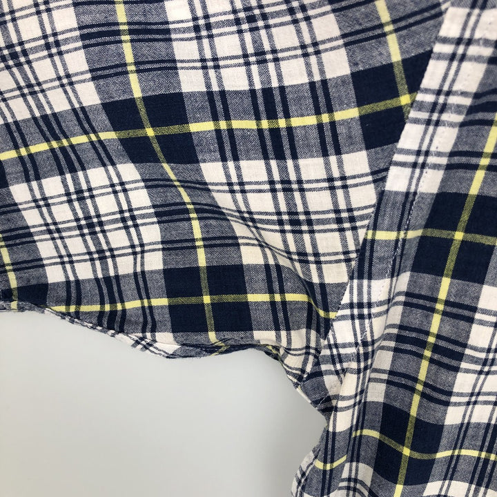 Ralph Lauren BLAIRE short sleeve button down check shirt, men's size M cotton white type Vintage Second Hand