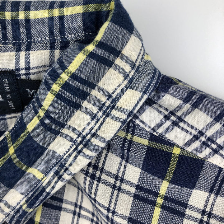 Ralph Lauren BLAIRE short sleeve button down check shirt, men's size M cotton white type Vintage Second Hand