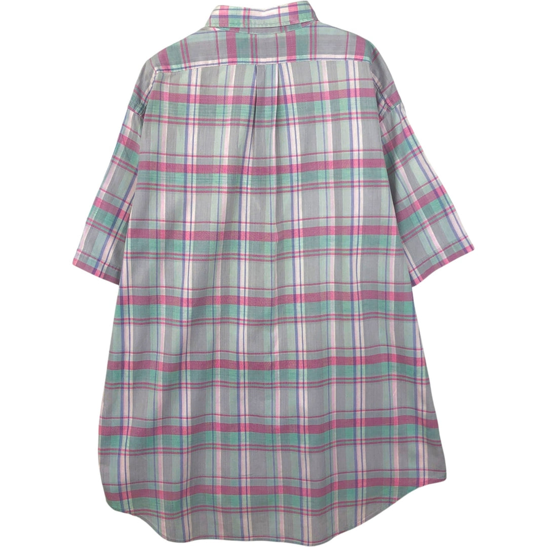 Ralph Lauren short-sleeved button-down check shirt, made in the USA, men's size XL (approx.) cotton pink type Vintage Second Hand