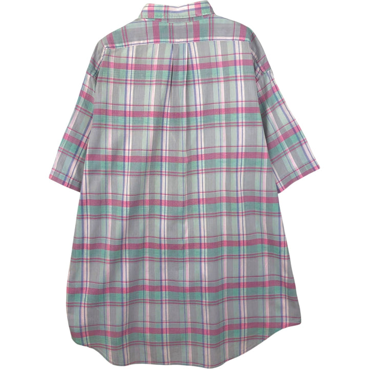 Ralph Lauren short-sleeved button-down check shirt, made in the USA, men's size XL (approx.) cotton pink type Vintage Second Hand