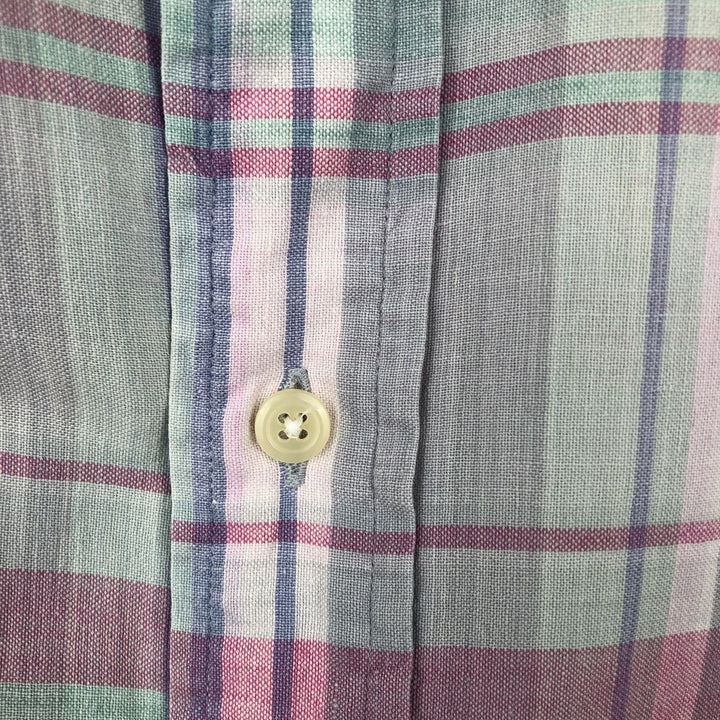 Ralph Lauren short-sleeved button-down check shirt, made in the USA, men's size XL (approx.) cotton pink type Vintage Second Hand