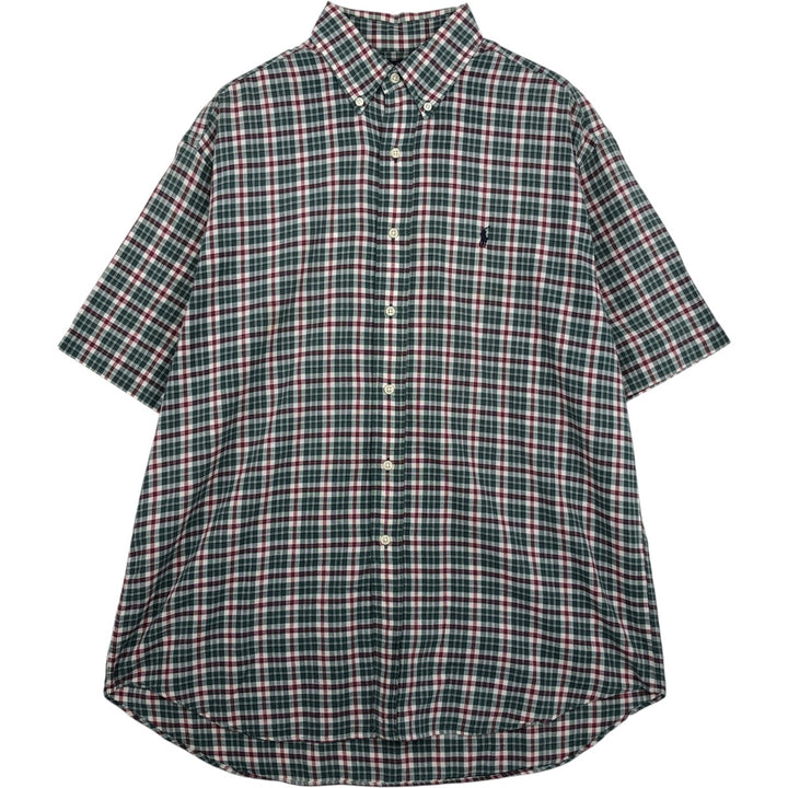 Ralph Lauren BLAKE short sleeve button down check shirt, men's size L cotton Green type dark green Vintage Second Hand