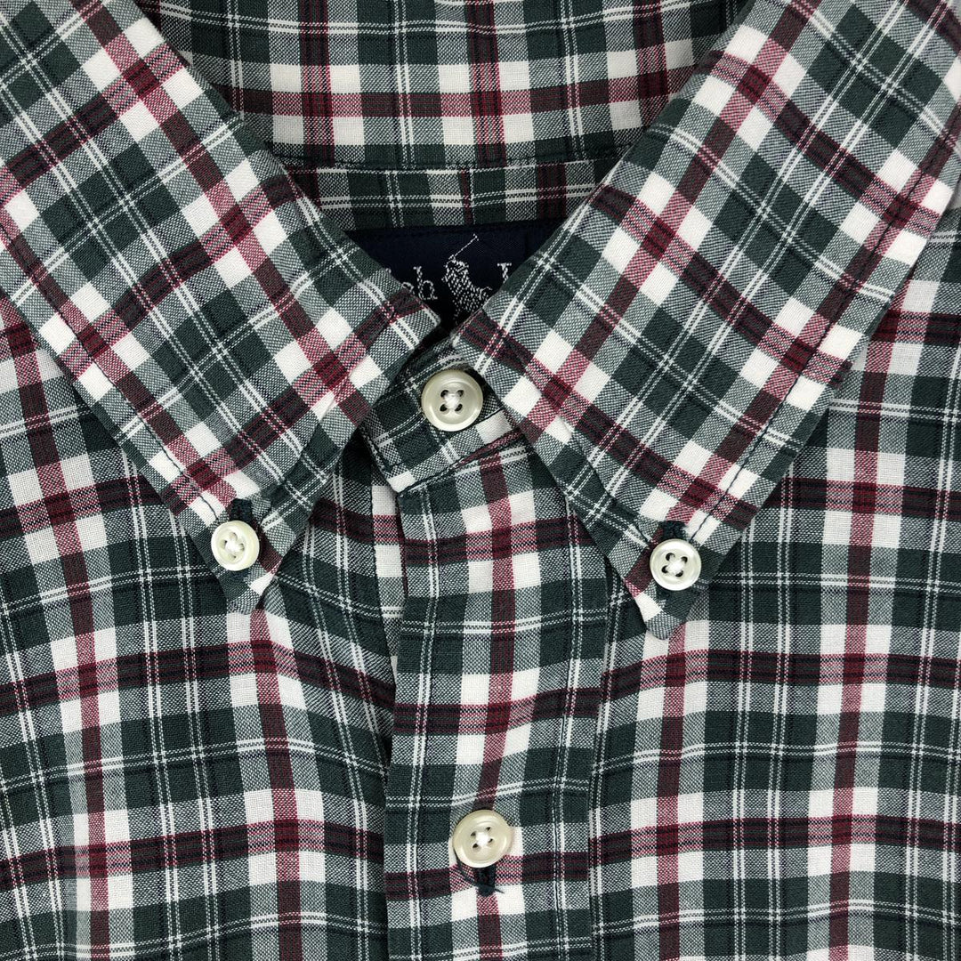 Ralph Lauren BLAKE short sleeve button down check shirt, men's size L cotton Green type dark green Vintage Second Hand