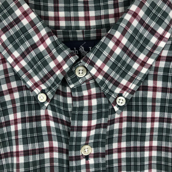 Ralph Lauren BLAKE short sleeve button down check shirt, men's size L cotton Green type dark green Vintage Second Hand