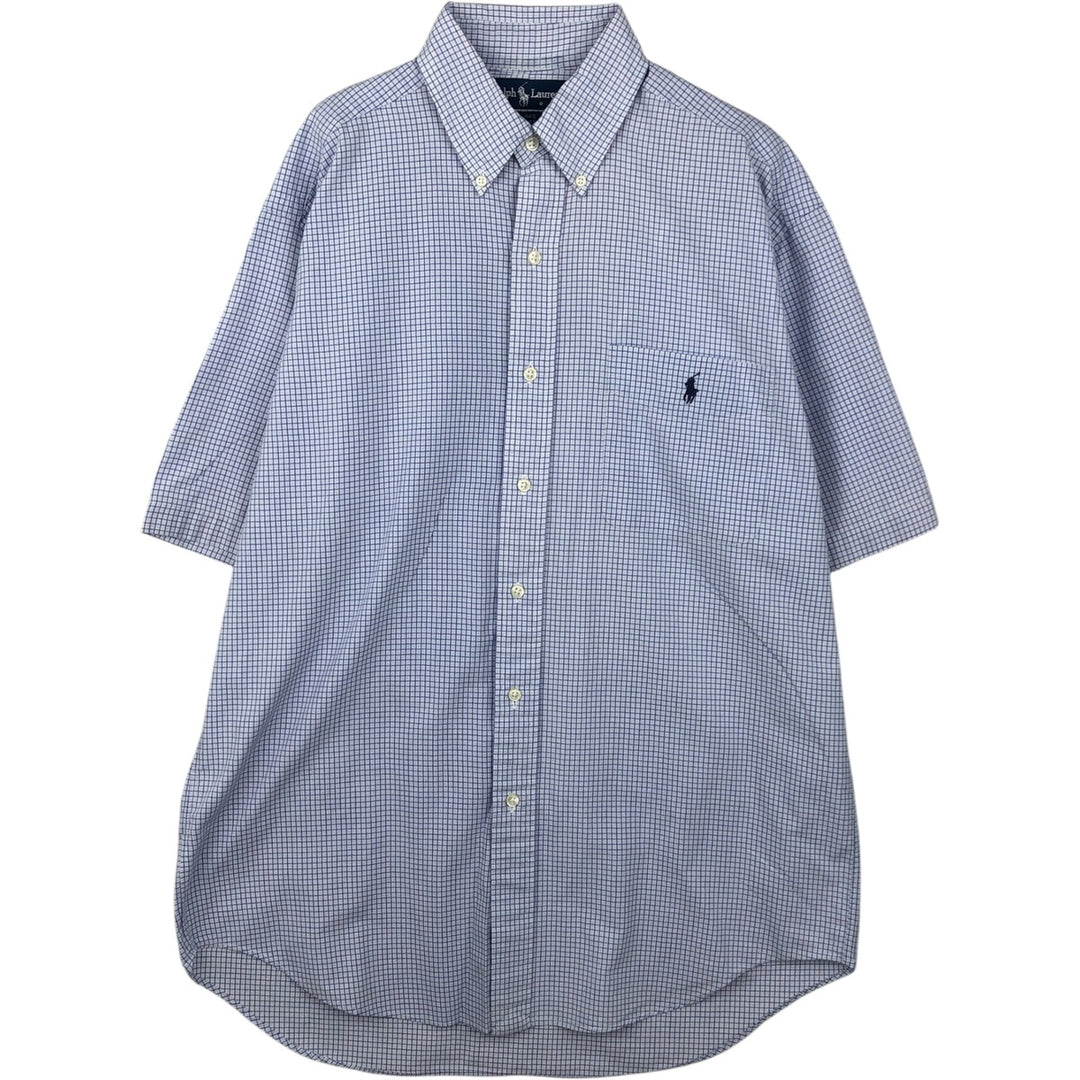 Ralph Lauren BLAKE short sleeve button down check shirt, men's size M cotton white type Vintage Second Hand