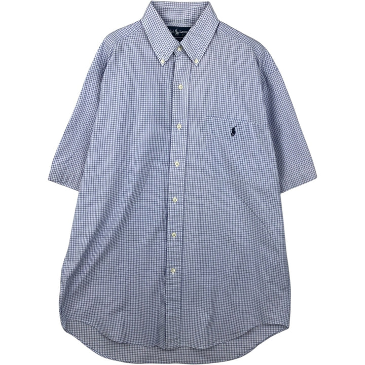 Ralph Lauren BLAKE short sleeve button down check shirt, men's size M cotton white type Vintage Second Hand