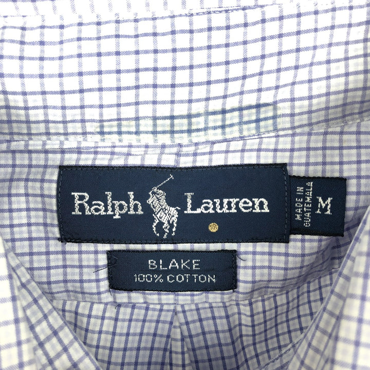 Ralph Lauren BLAKE short sleeve button down check shirt, men's size M cotton white type Vintage Second Hand