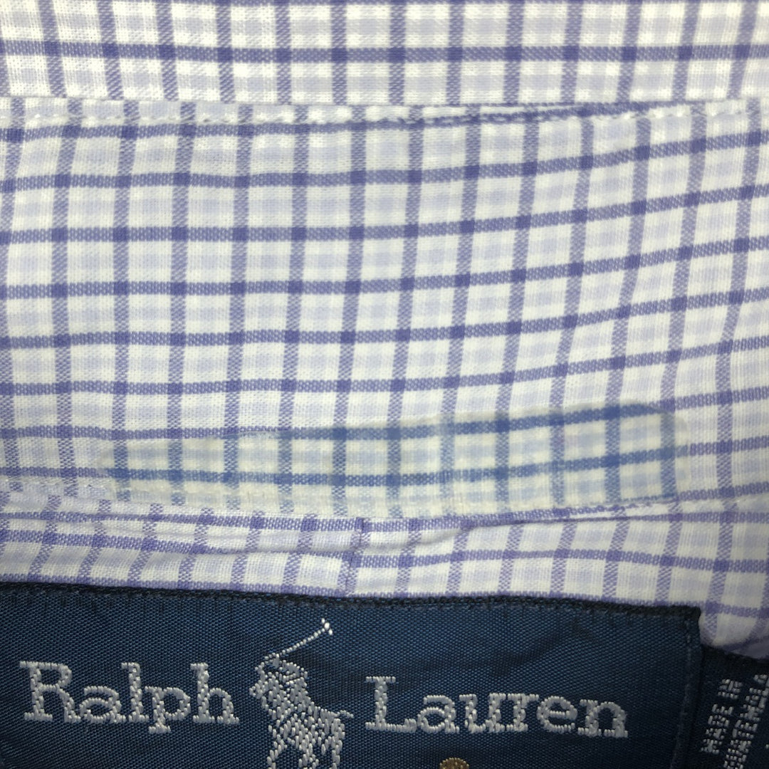 Ralph Lauren BLAKE short sleeve button down check shirt, men's size M cotton white type Vintage Second Hand