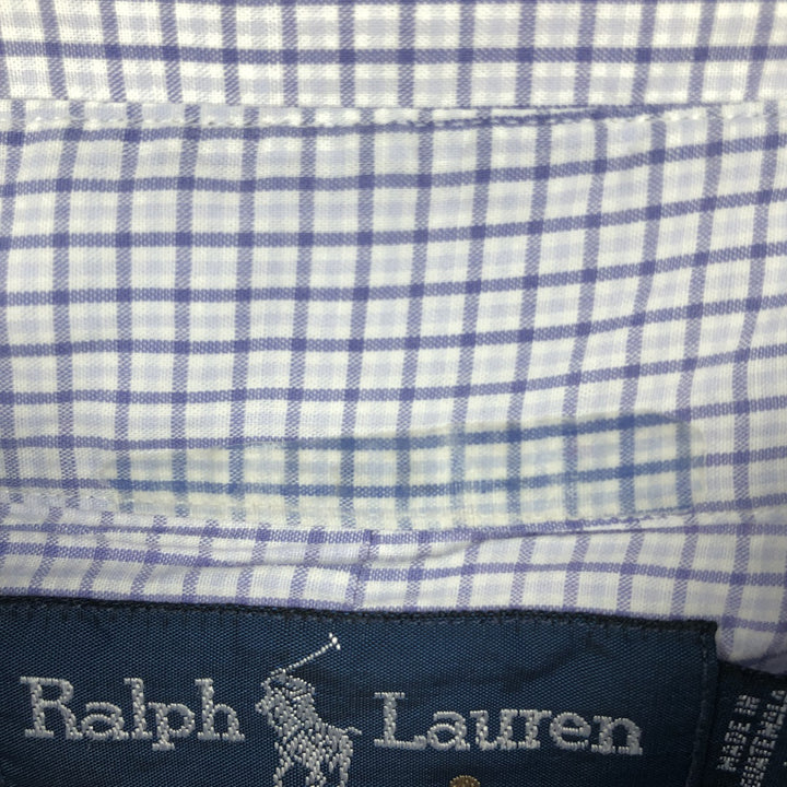 Ralph Lauren BLAKE short sleeve button down check shirt, men's size M cotton white type Vintage Second Hand