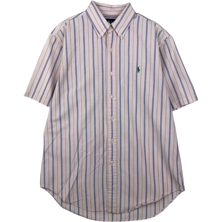 Ralph Lauren Classic Fit Short Sleeve Button Down Striped Shirt Men's M cotton pink type Vintage Second Hand