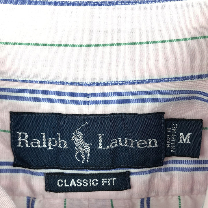Ralph Lauren Classic Fit Short Sleeve Button Down Striped Shirt Men's M cotton pink type Vintage Second Hand