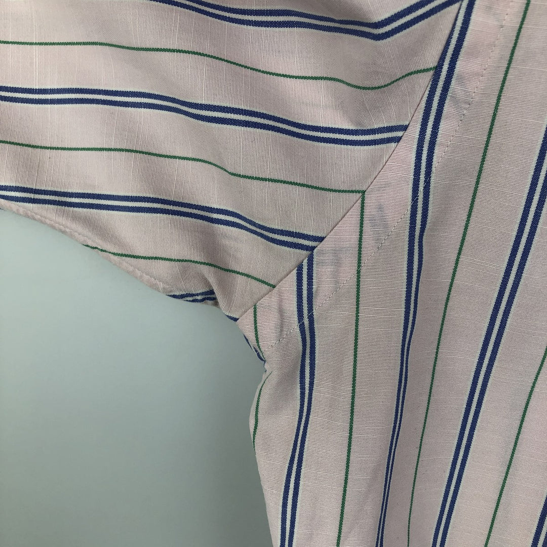 Ralph Lauren Classic Fit Short Sleeve Button Down Striped Shirt Men's M cotton pink type Vintage Second Hand