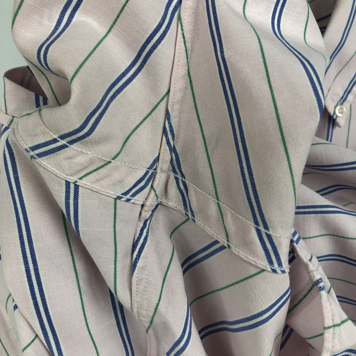Ralph Lauren Classic Fit Short Sleeve Button Down Striped Shirt Men's M cotton pink type Vintage Second Hand