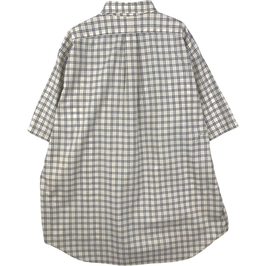 Ralph Lauren BLAIRE short sleeve button down check shirt men's XL size cotton ivory Vintage Second Hand