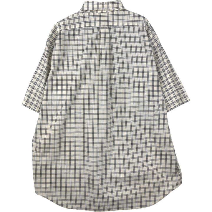 Ralph Lauren BLAIRE short sleeve button down check shirt men's XL size cotton ivory Vintage Second Hand