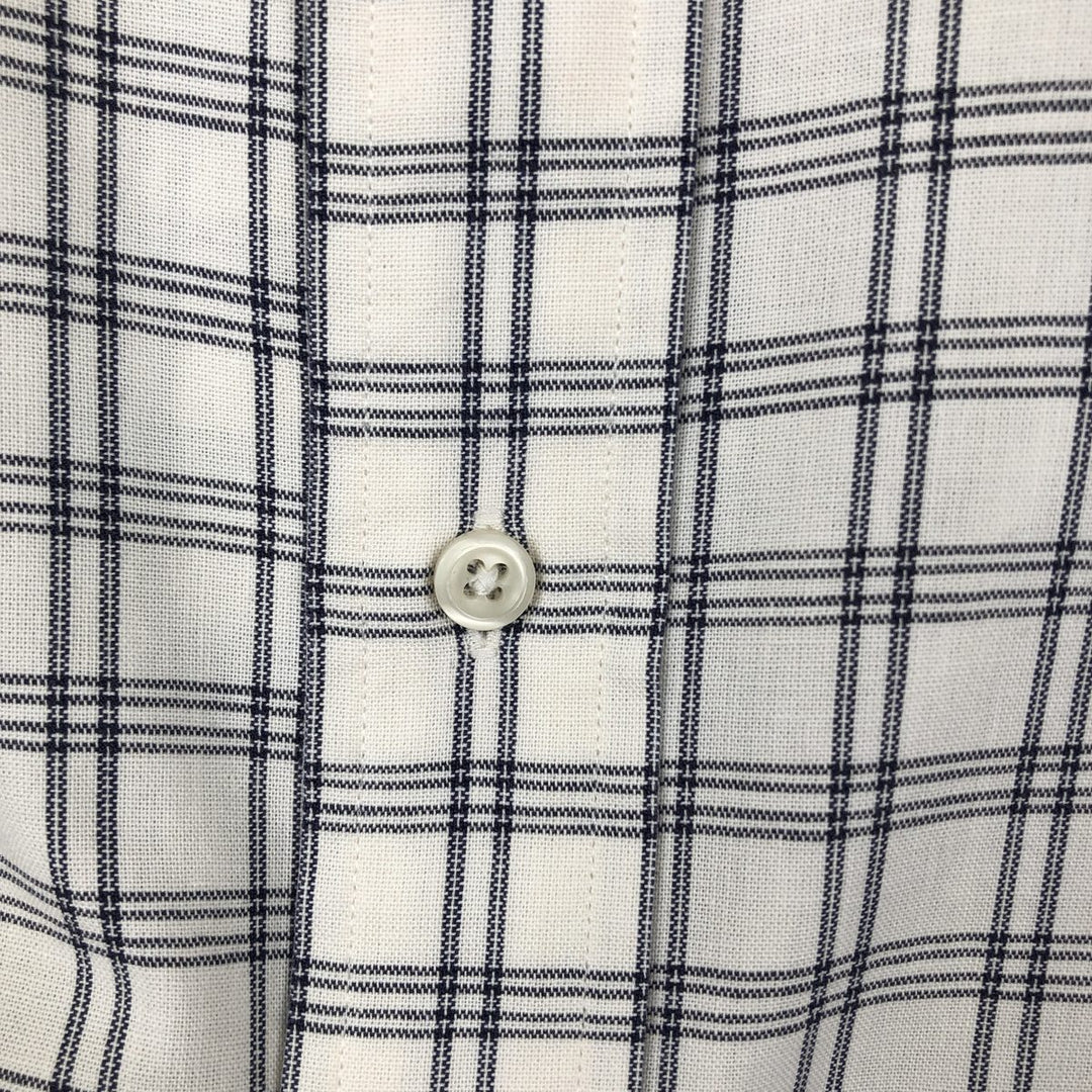 Ralph Lauren BLAIRE short sleeve button down check shirt men's XL size cotton ivory Vintage Second Hand