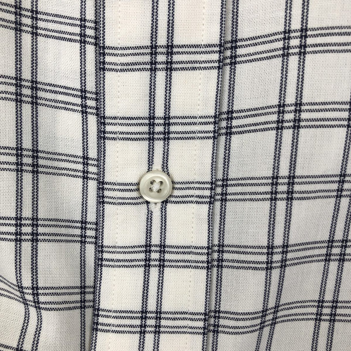 Ralph Lauren BLAIRE short sleeve button down check shirt men's XL size cotton ivory Vintage Second Hand