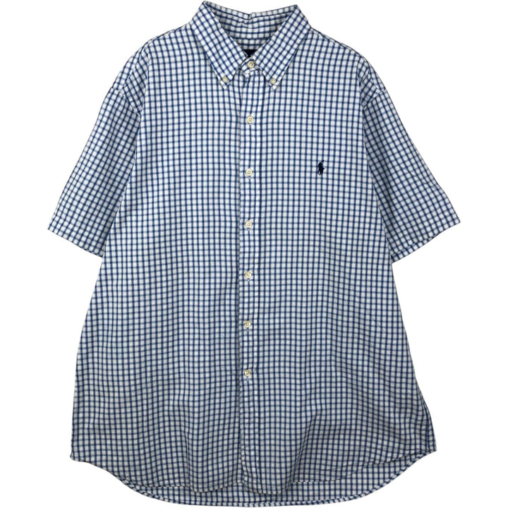 Ralph Lauren short sleeve button down check shirt, men's XL size cotton white type Vintage Second Hand