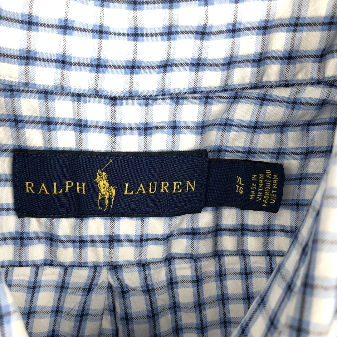 Ralph Lauren short sleeve button down check shirt, men's XL size cotton white type Vintage Second Hand