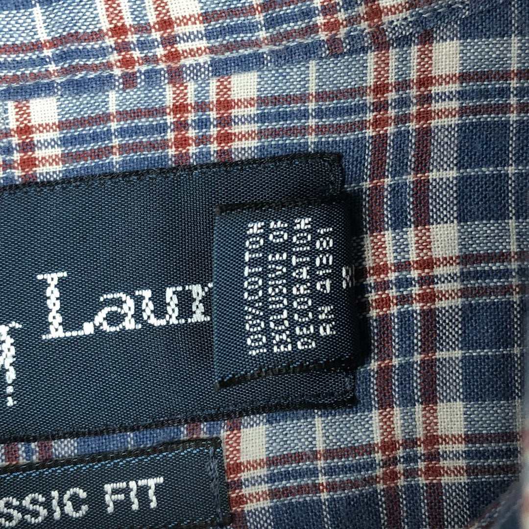 Ralph Lauren Classic Fit short sleeve button down check shirt, men's size M cotton blue type Vintage Second Hand