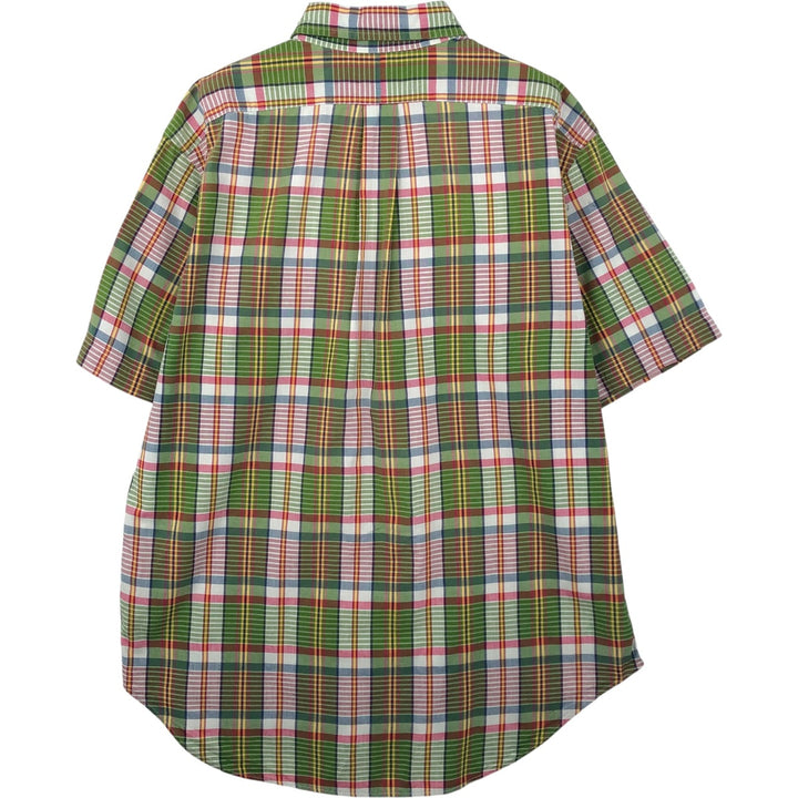 Ralph Lauren Classic Fit short sleeve button down check shirt, men's size L cotton green type Vintage Second Hand