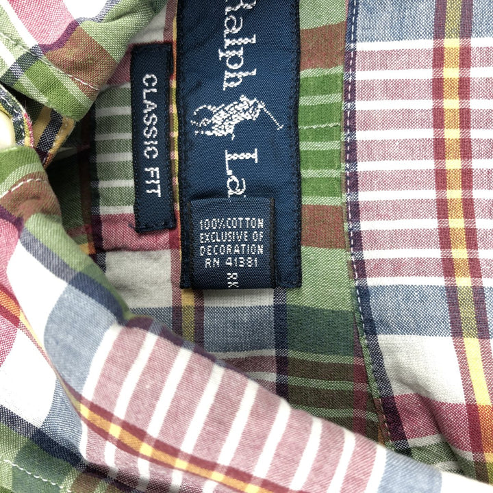Ralph Lauren Classic Fit short sleeve button down check shirt, men's size L cotton green type Vintage Second Hand