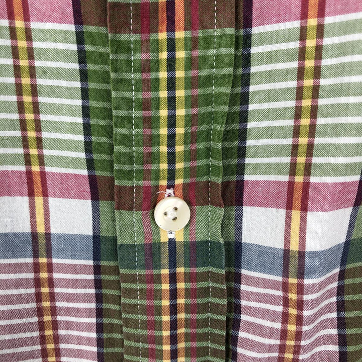 Ralph Lauren Classic Fit short sleeve button down check shirt, men's size L cotton green type Vintage Second Hand