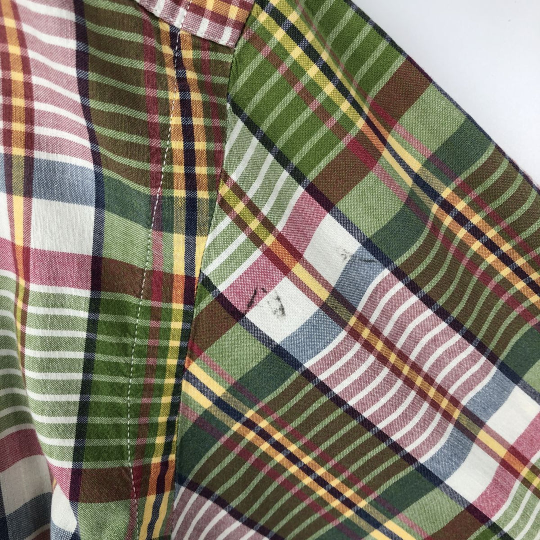 Ralph Lauren Classic Fit short sleeve button down check shirt, men's size L cotton green type Vintage Second Hand