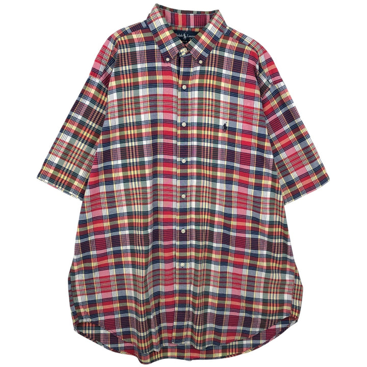 Ralph Lauren BLAKE short sleeve button down check shirt men's XL size cotton red type Vintage Second Hand