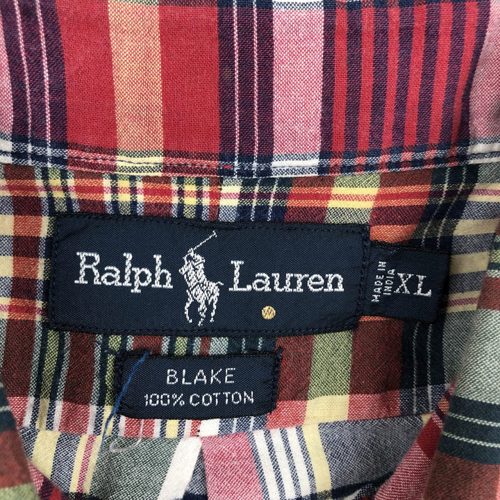 Ralph Lauren BLAKE short sleeve button down check shirt men's XL size cotton red type Vintage Second Hand