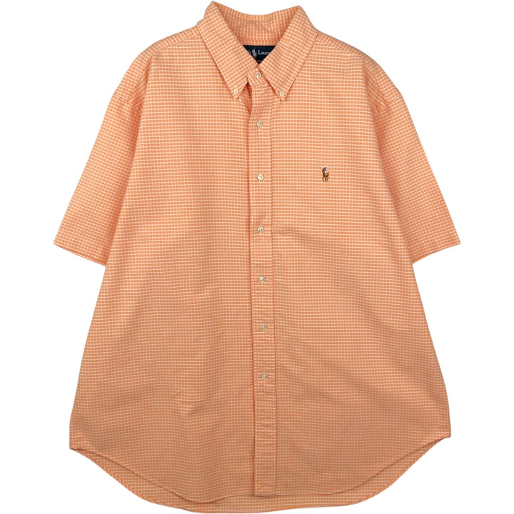Ralph Lauren Classic Fit Gingham Check Short Sleeve Button Down Check Shirt Men's XL cotton orange type Vintage Second Hand