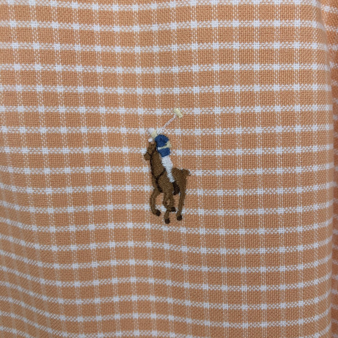 Ralph Lauren Classic Fit Gingham Check Short Sleeve Button Down Check Shirt Men's XL cotton orange type Vintage Second Hand