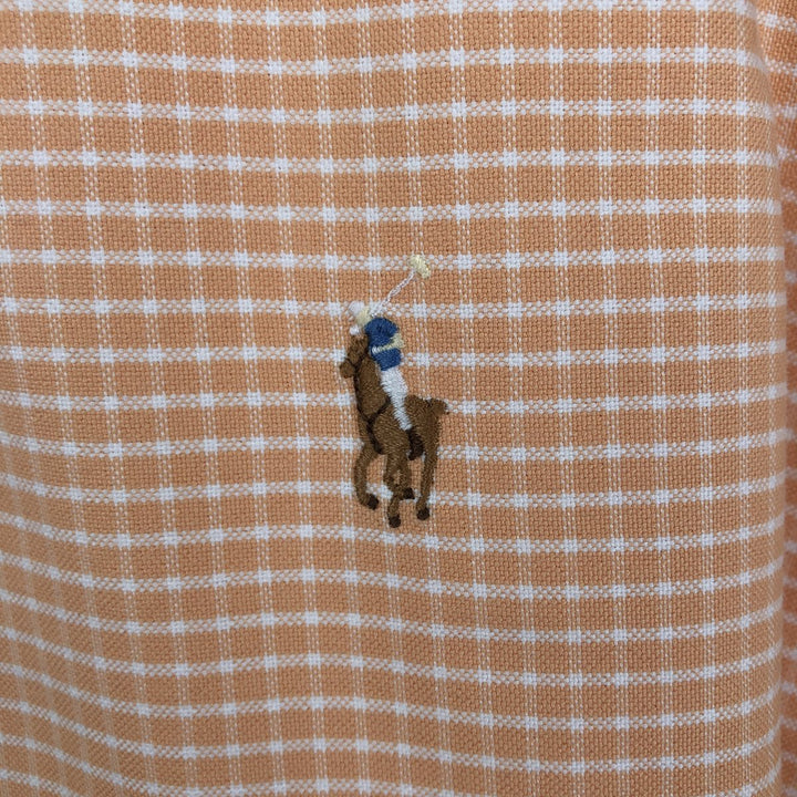Ralph Lauren Classic Fit Gingham Check Short Sleeve Button Down Check Shirt Men's XL cotton orange type Vintage Second Hand