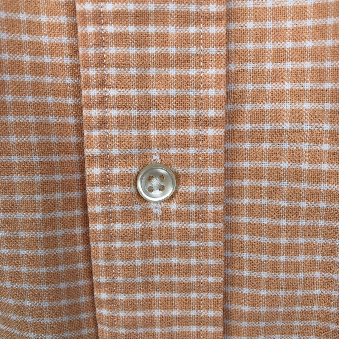 Ralph Lauren Classic Fit Gingham Check Short Sleeve Button Down Check Shirt Men's XL cotton orange type Vintage Second Hand