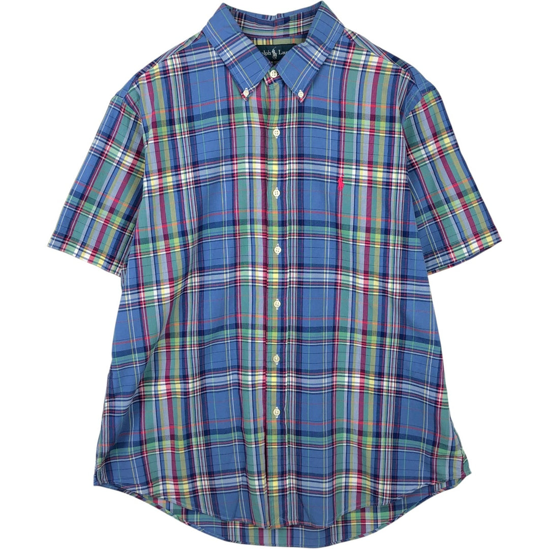 Ralph Lauren CUSTOM FIT short sleeve button down check shirt men's XL size cotton multicolor Vintage Second Hand
