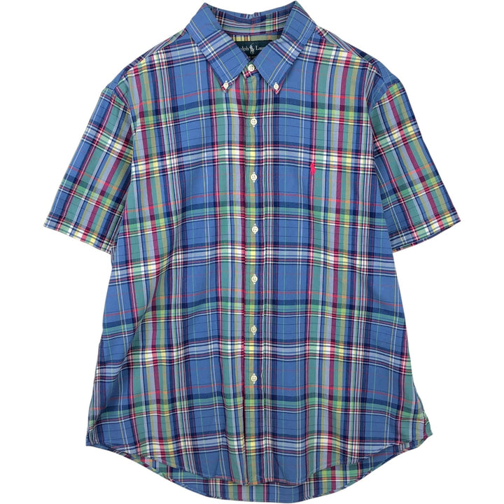 Ralph Lauren CUSTOM FIT short sleeve button down check shirt men's XL size cotton multicolor Vintage Second Hand