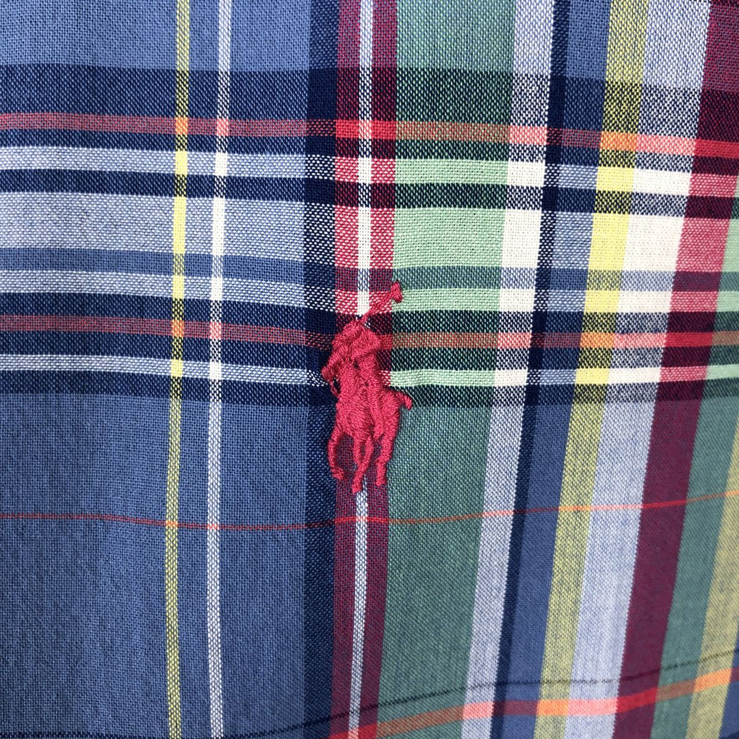 Ralph Lauren CUSTOM FIT short sleeve button down check shirt men's XL size cotton multicolor Vintage Second Hand